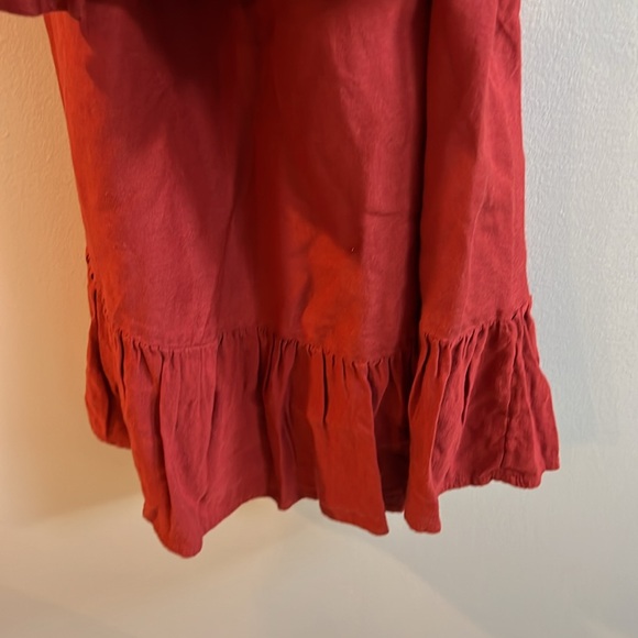 Urban Outfitters XS Lined Short-Sleeved Red Colored Dress Back Keyhole Belt - Picture 5 of 7